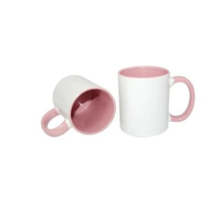 Biely hrnček FUNNY s farebným vnútrom a uchom 330 ml.