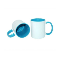 Biely hrnček FUNNY s farebným vnútrom a uchom 330 ml.