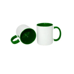 Biely hrnček FUNNY s farebným vnútrom a uchom 330 ml.