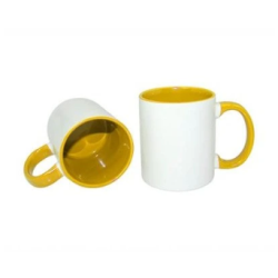 Biely hrnček FUNNY s farebným vnútrom a uchom 330 ml.