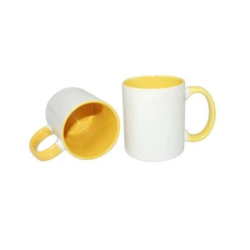 Biely hrnček FUNNY s farebným vnútrom a uchom 330 ml.