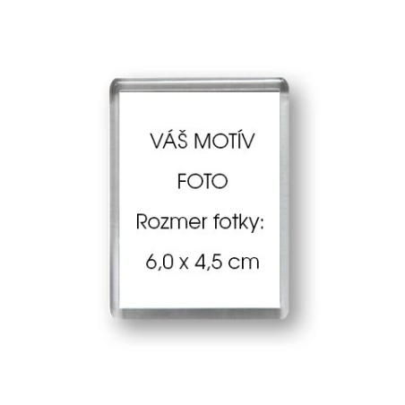 Magnetka akrylátová transparentná na chladničku 65 x 53 mm.