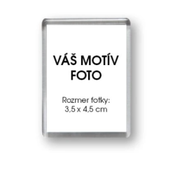 Magnetka akrylátová transparentná na chladničku 43 x 53 mm.