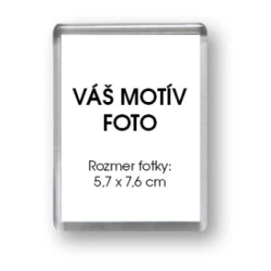 Magnetka akrylatová transparentná na chladničku 65 x 84 mm.