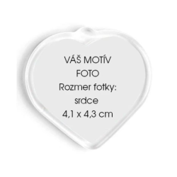 Magnetka akrylová transparentná srdce 41 x 43 mm.