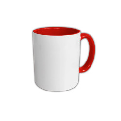 Biely hrnček FUNNY s farebným vnútrom a uchom 330 ml.