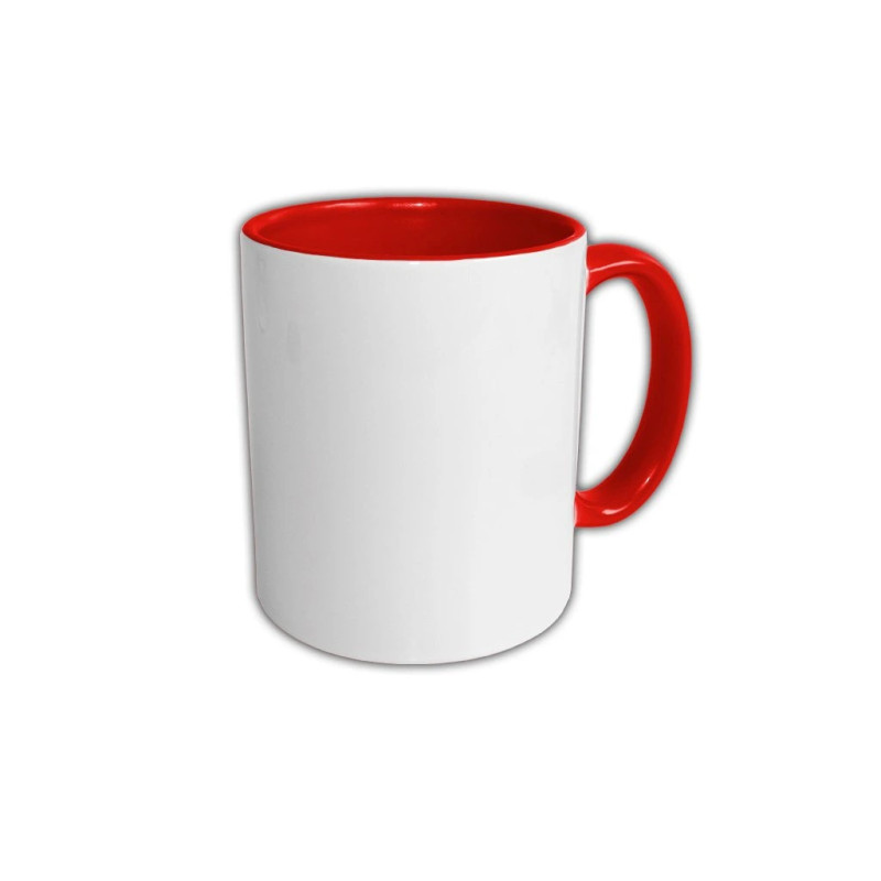 Biely hrnček FUNNY s farebným vnútrom a uchom 330 ml.